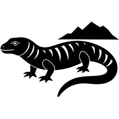 Fototapeta premium A bold silhouette of a gila monster crawling in the desert