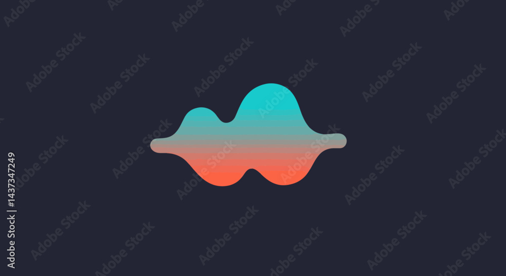 Poster abstract gradient shape design against dark background for modern minimalist graphics and presentati