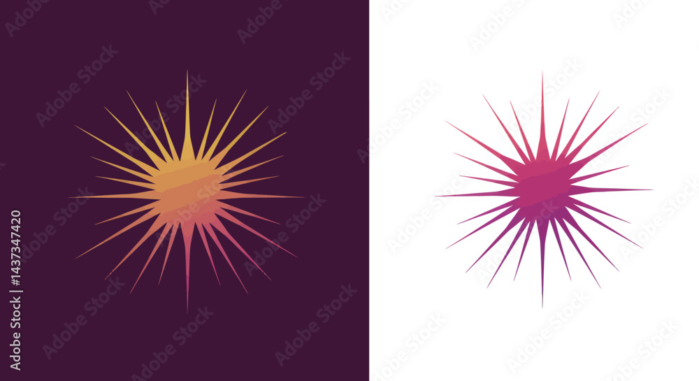 Poster abstract sunburst design with gradient colors on contrasting backgrounds for vibrant graphics