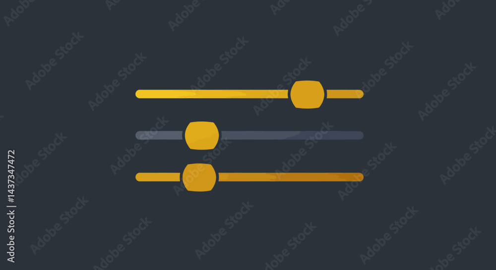 Poster adjustment sliders graphic representing settings and control options for digital interfaces and appl