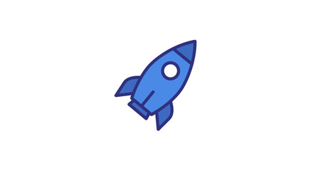 Blue rocket ship flying high a symbol of innovation and exploration ideal for tech and startup related designs