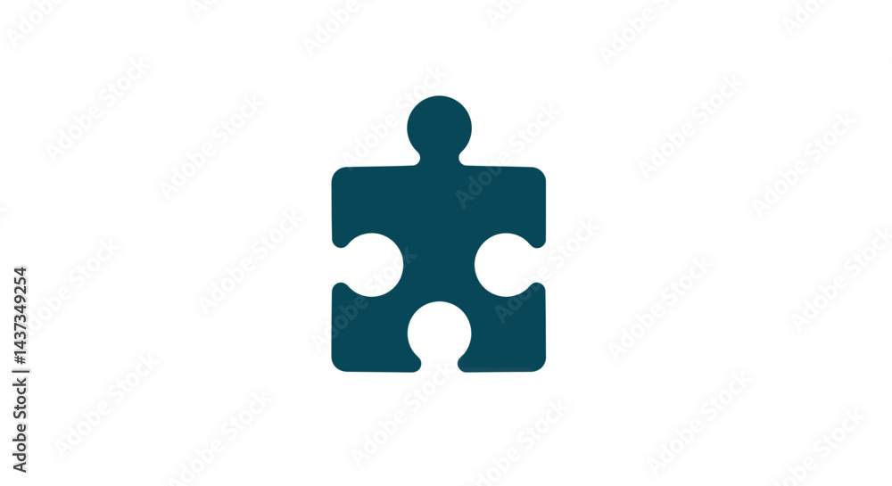 Poster dark teal jigsaw puzzle piece isolated on white background symbolizing unity and problem solving