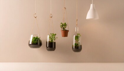 ガラスの便に入った美しい植物、コピースペース