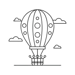 Black and White Balloon Drawing – Clean Outline Vector Graphic