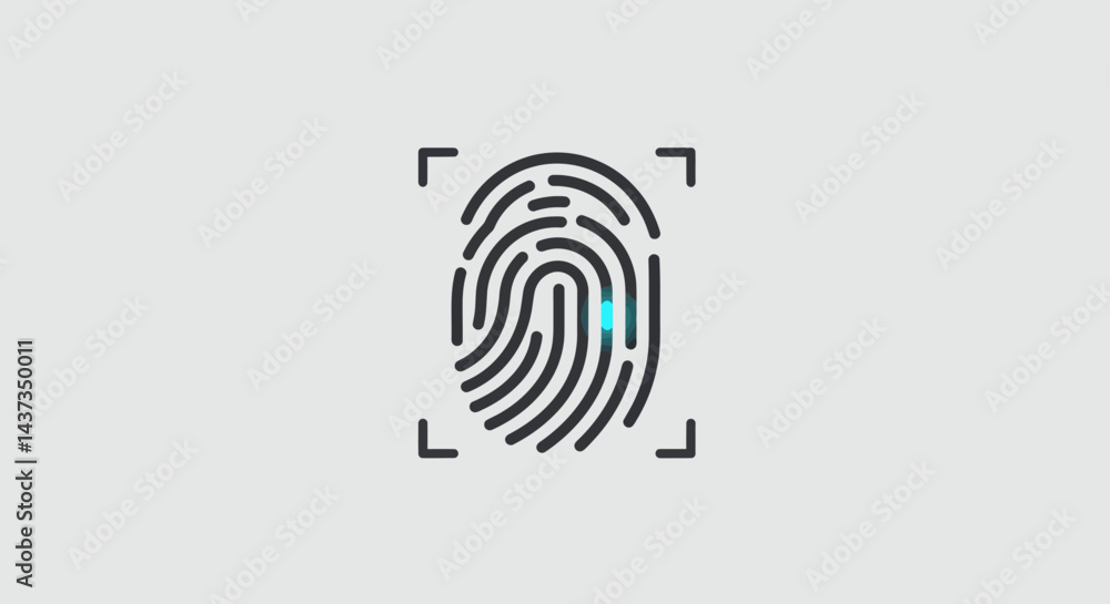 Poster fingerprint scan icon for security and digital identity verification, a modern technology for biomet