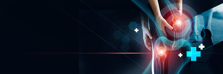 Osteoarthritis concept, Suffering from pain in knee. rheumatoid, Tendon problems and Joint...