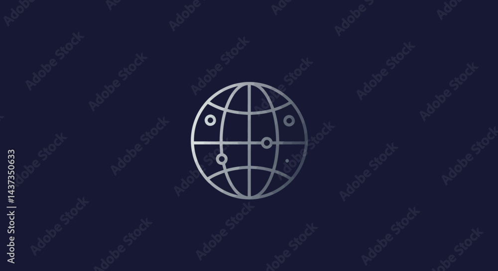 Poster global network connectivity concept with globe grid and data points for digital communication and in