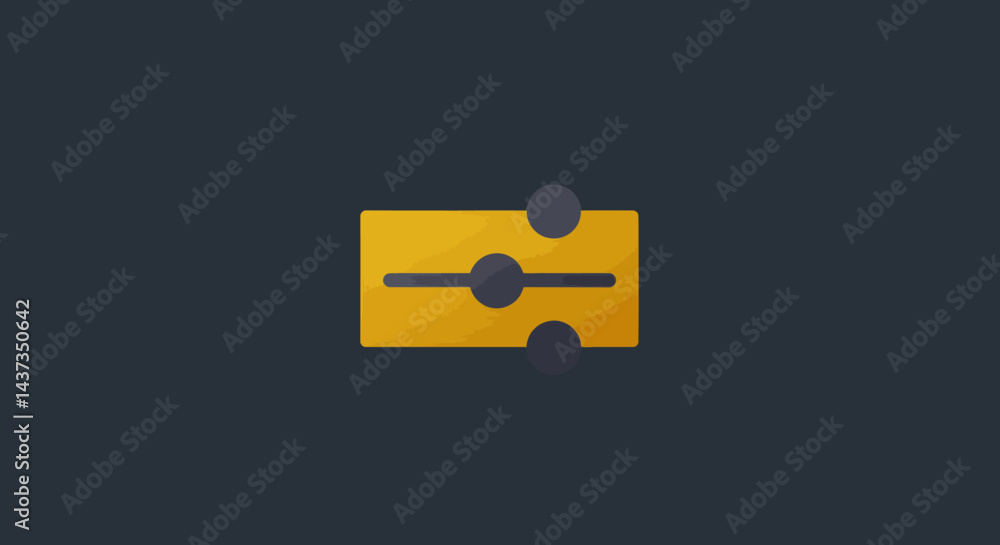 Poster golden equalizer graphic with sliders on a dark background for interface design and adjustment contr