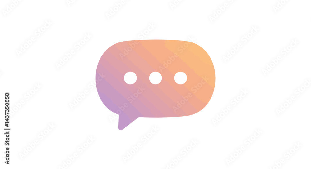 Poster gradient chat bubble icon with three dots for messaging and social media communication featuring a m