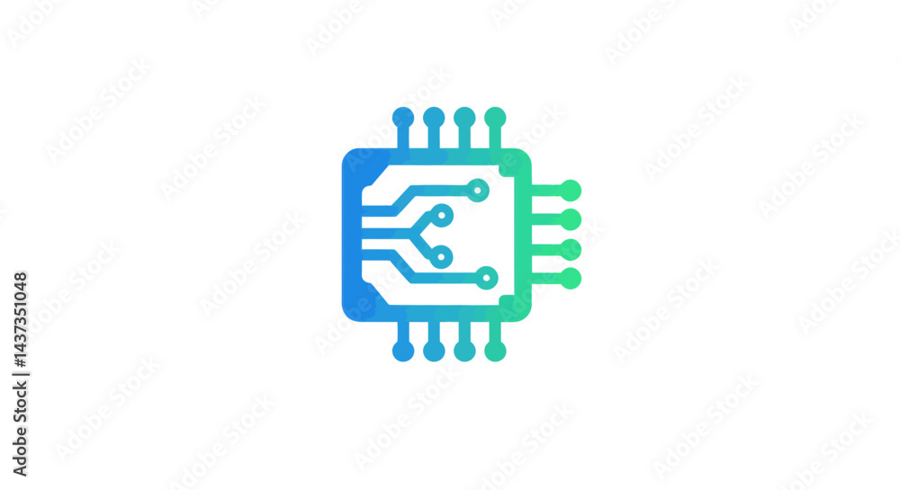 Poster gradient technology circuit board illustration for futuristic innovation and digital solutions conce