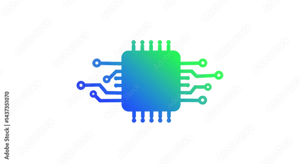 Aufkleber gradient technology processor illustration for modern digital solutions and ai advancement in electr