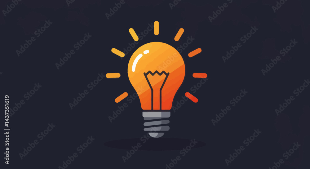 Aufkleber illustration of a bright lightbulb radiating idea and innovation on a dark background conceptualizin