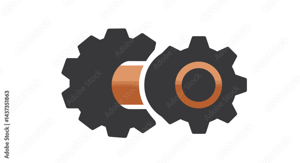 Poster interlocking gears represent collaboration and teamwork in business and technology concepts for engi
