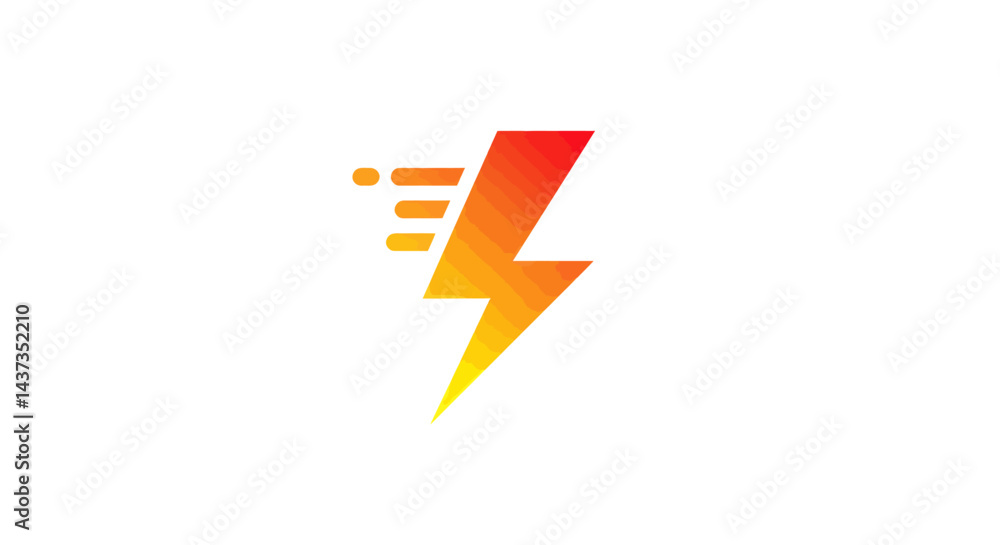 Poster lightning bolt speed energy illustration with motion lines effect symbolizing power and rapid moveme