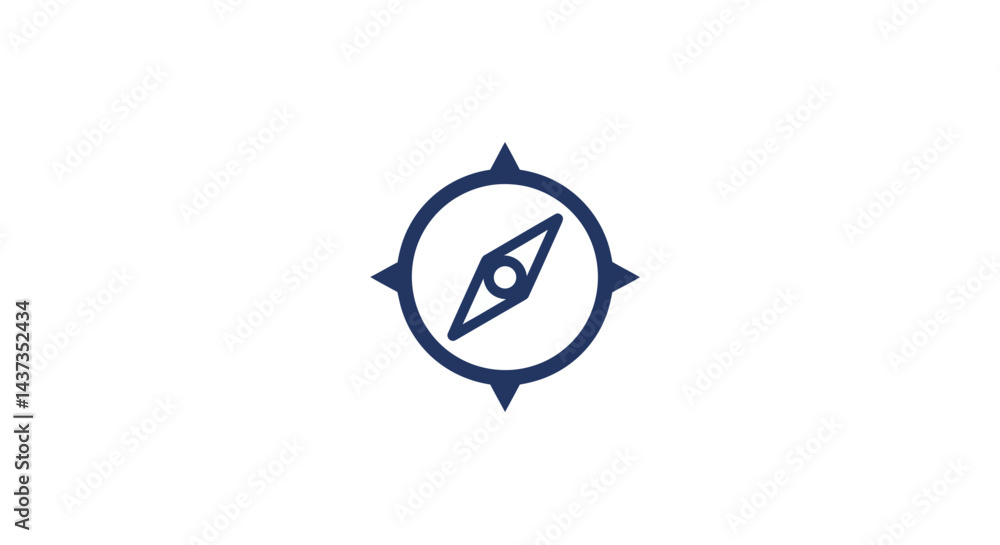 Poster minimalist compass icon design for navigation guidance and exploration direction concept