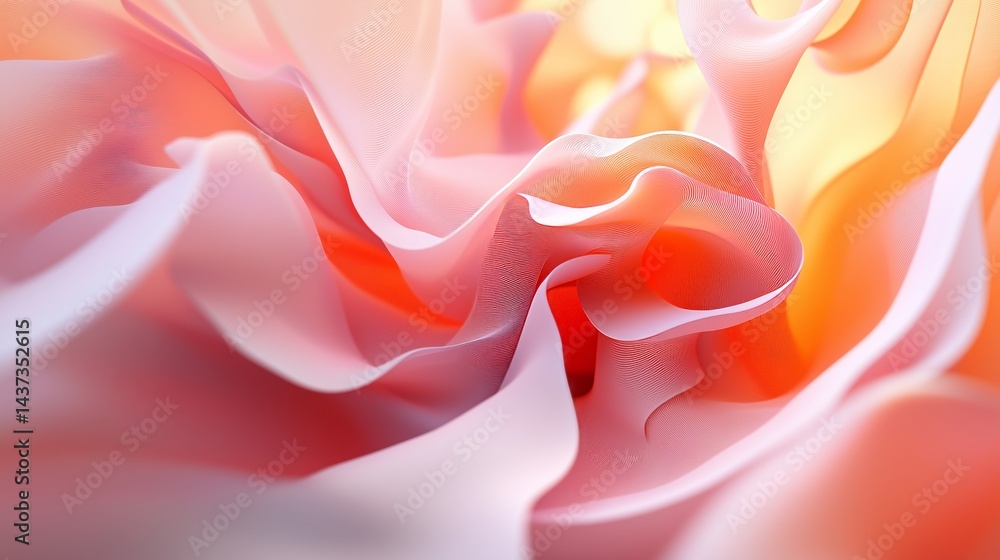 Poster stylized neural network with smooth curves, daylight effect with bloom, wide canvas with text space
