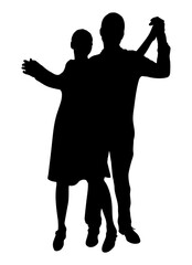 Dancing couple of man and woman, silhouette. Vector illustration