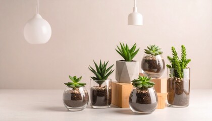 美しい観葉植物、ガラスのポット