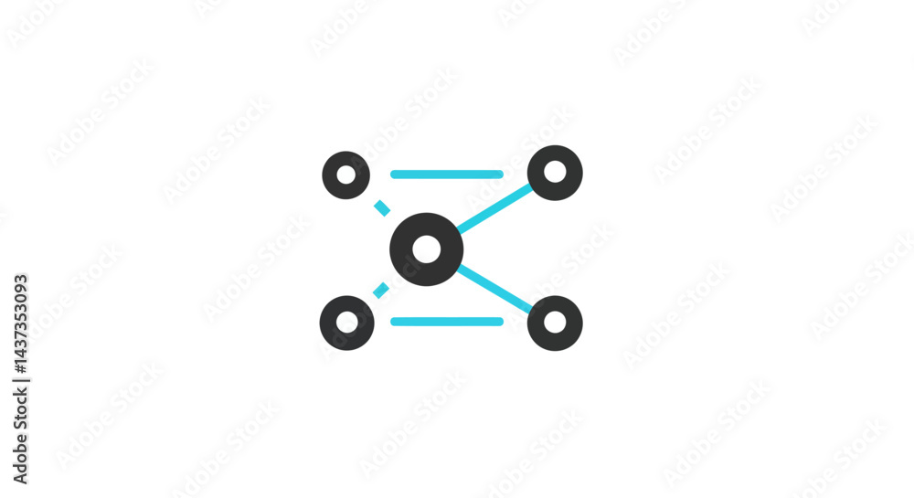 Aufkleber network connection icon with nodes and links for data visualization and communication concepts
