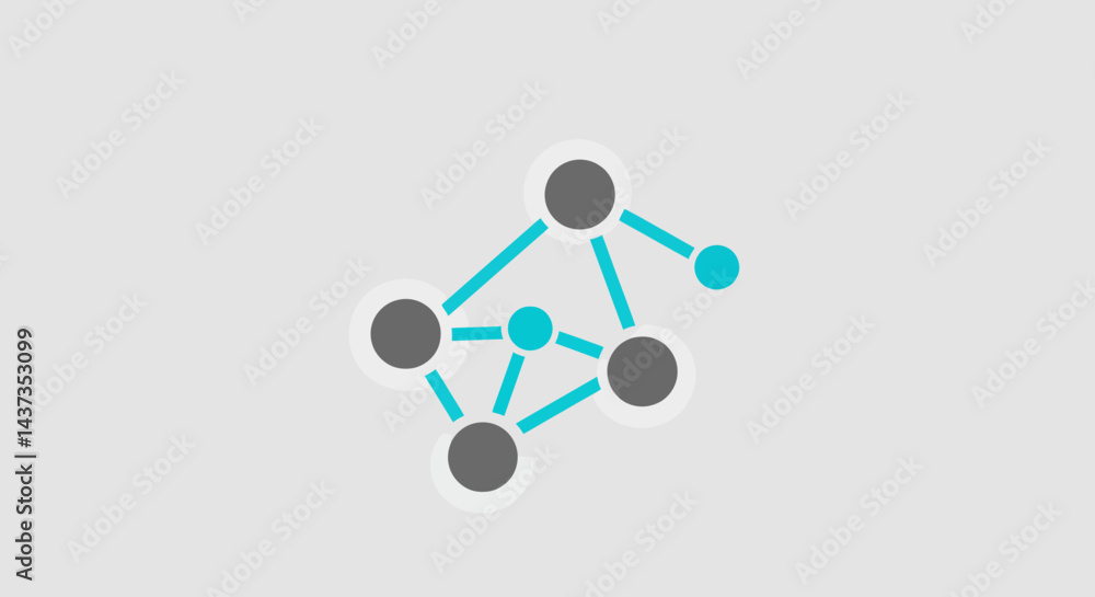 Poster network connection illustration showing interconnected nodes and links for technology and communicat