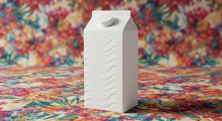 White Carton Packaging Mockup with Wavy Texture and Floral Background