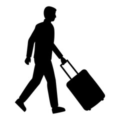 silhouette of a man with a suitcase