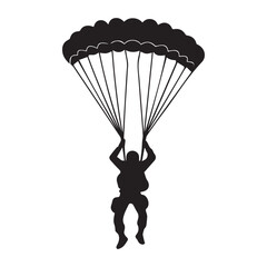 military soldier jumping with parachute in vector art
