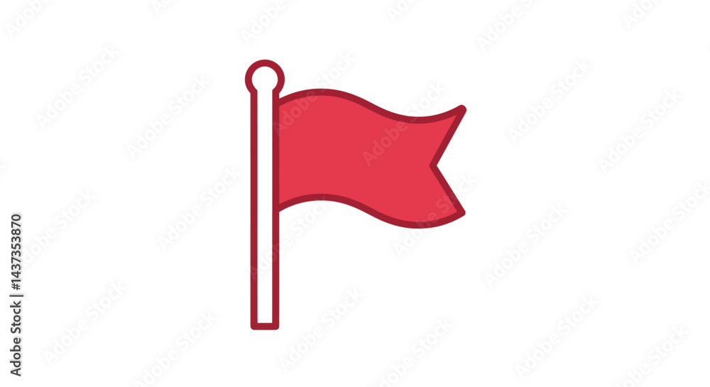 Poster red flag icon illustration symbolizing warning, alert, danger and problem for web design or applicat