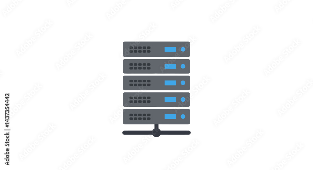 Fototapete Server stack icon design for data storage and network solutions in cloud computing infrastructure and information technology applications
