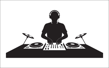silhouette of a dj music 