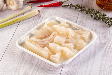 Raw squid rings for cooking