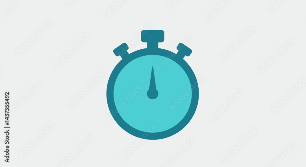 Poster teal stopwatch icon with a simple design isolated on white background perfect for time management an