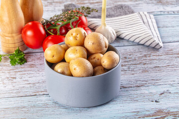 Uncooked raw yellow baby potato