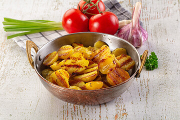 Grilled small baby young potato