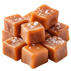 Delicious caramel treats culinary art food photography studio close-up. Isolated on transparent background, png.