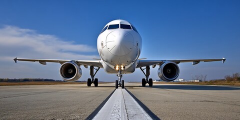 White Airplane on Airport Runway on Sunny Day
