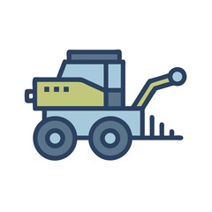 Farming Combine Harvester Agricultural Machine Icon Design