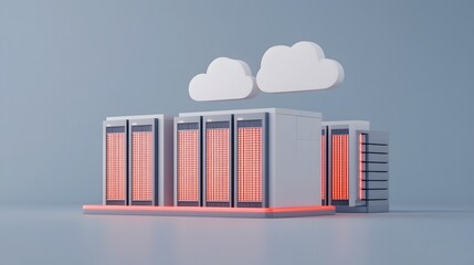 Obraz premium AI-Powered Data Center with Advanced Cloud Computing and Storage Solutions