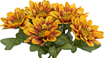 Studio floral photography close-up of vibrant yellow flowers. Isolated on transparent background, png.