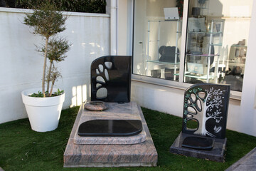 sample shop sale tombstones grey black marble for cemetery in facade store