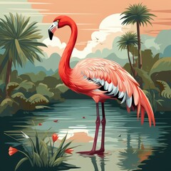 Fototapeta premium flamingo in the water
