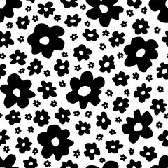 Vector dense seamless pattern with hand drawn cute flowers. Beautiful design for textile, wallpaper, fabric, wrapping paper and backgrounds.
