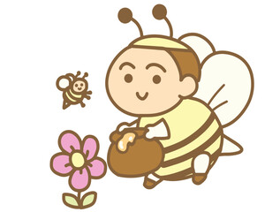 A boy wearing a bee costume