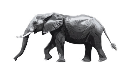 Obraz premium Elephant walking gracefully in nature wildlife illustration art. Isolated on transparent background, png.