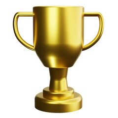 Golden Trophy Award: A gleaming golden trophy, with two handles and a wide base, sits against a plain background, symbolizing achievement and victory.