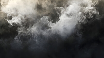 Fototapeta premium Realistic White Smoke Border on Black Background