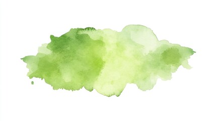 Abstract watercolor paint splatter in soft greens and yellows