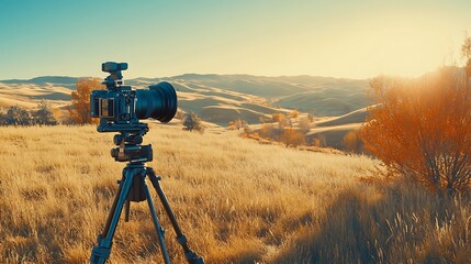 Sunrise landscape photography camera setup