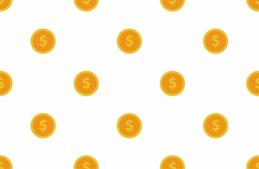white background with gold dollar coins seamless pattern. finance pattern.