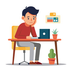 Stressed, tired and overworked male entrepreneur with debt issues at home. Young frustrated caucasian man unhappy about an email on his laptop and feeling sad, depressed and anxious in his house